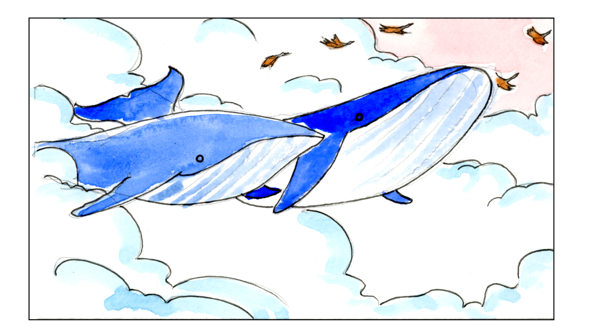 « ...deux immenses baleines les suivent en chantant. »